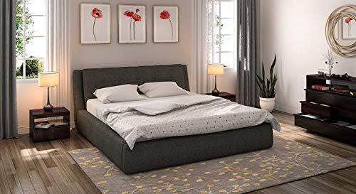 Bed Stans Queen Size Charcoal Grey Upholstered Storage Bed