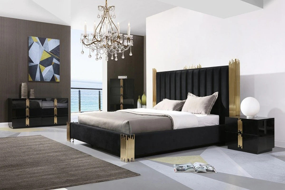Bedroom Set : Black & Gold Bedroom Set