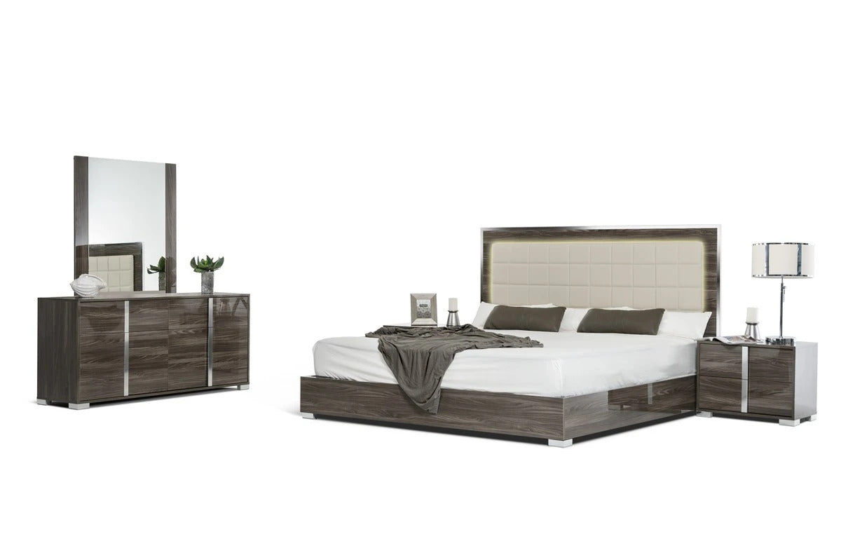 Bedroom Set: Grey and Walnut Bedroom Set