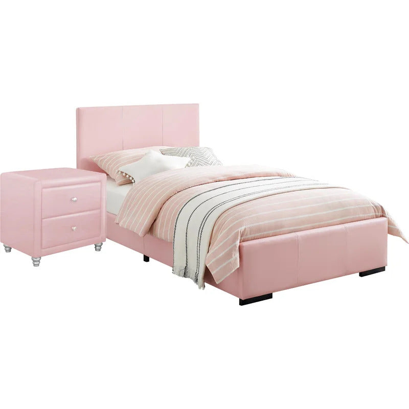 Bedroom Set: Upholstered Platform 2 Piece Bedroom Set