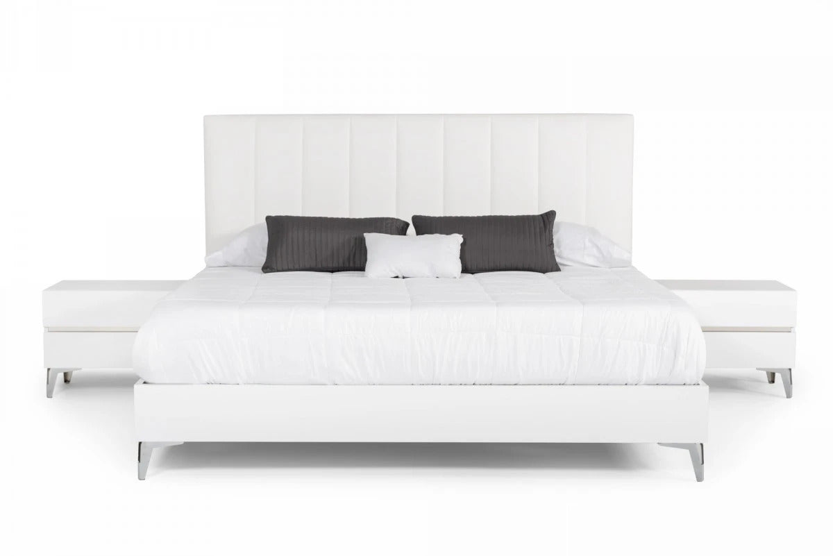 Bedroom Set: White Eco Leatherette Bedroom Set
