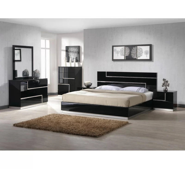 Bedroom Set: Wooden Slats Platform Bedroom Set