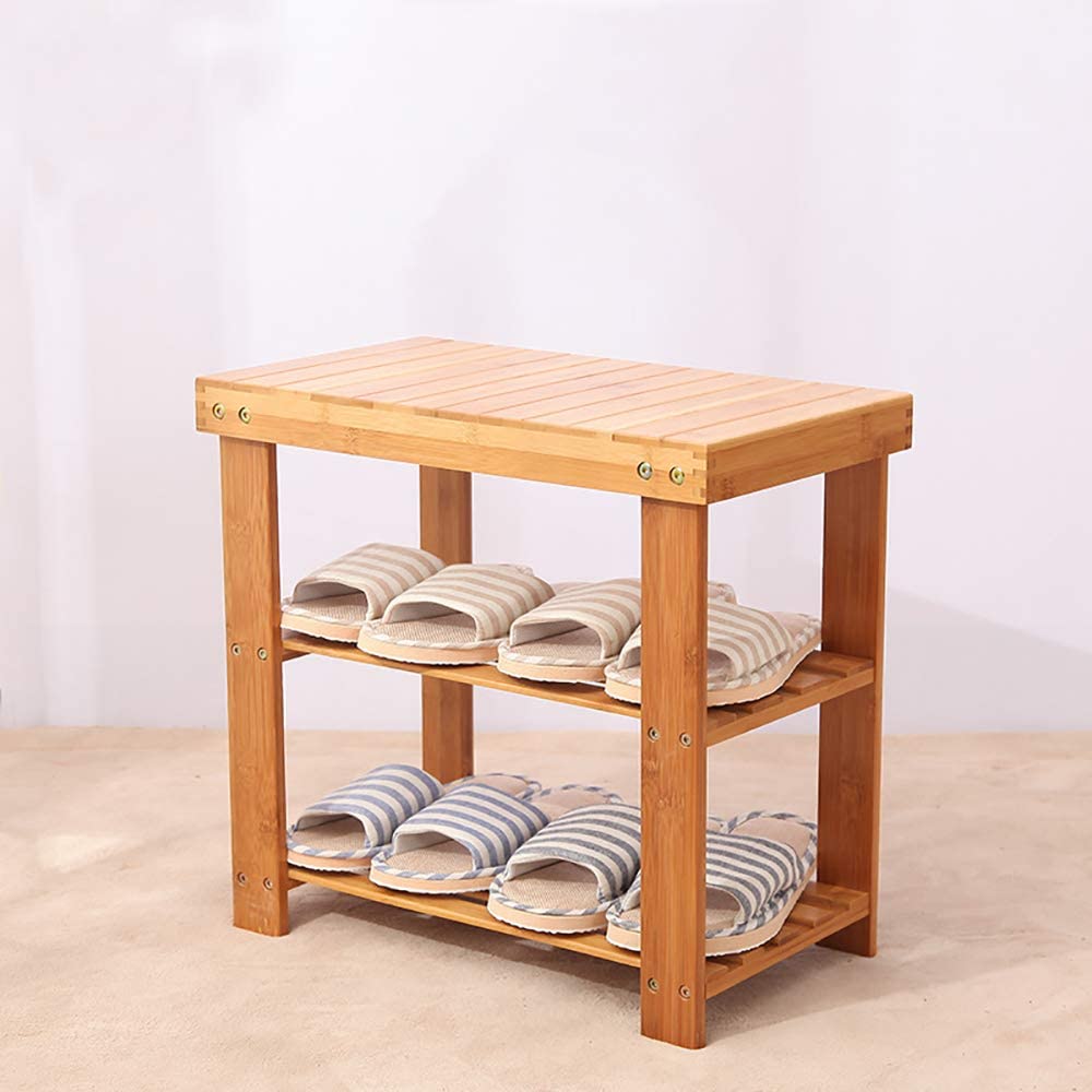 Benches: 2-Tier Bamboo Shoe Bench Rack
