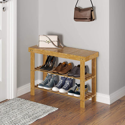 Benches: 3-Tier Bamboo Shoe Rack Bench