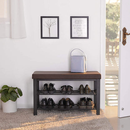 Benches: 3-Tier Shoe Rack with Storage Organizer with Foam Padded Seat