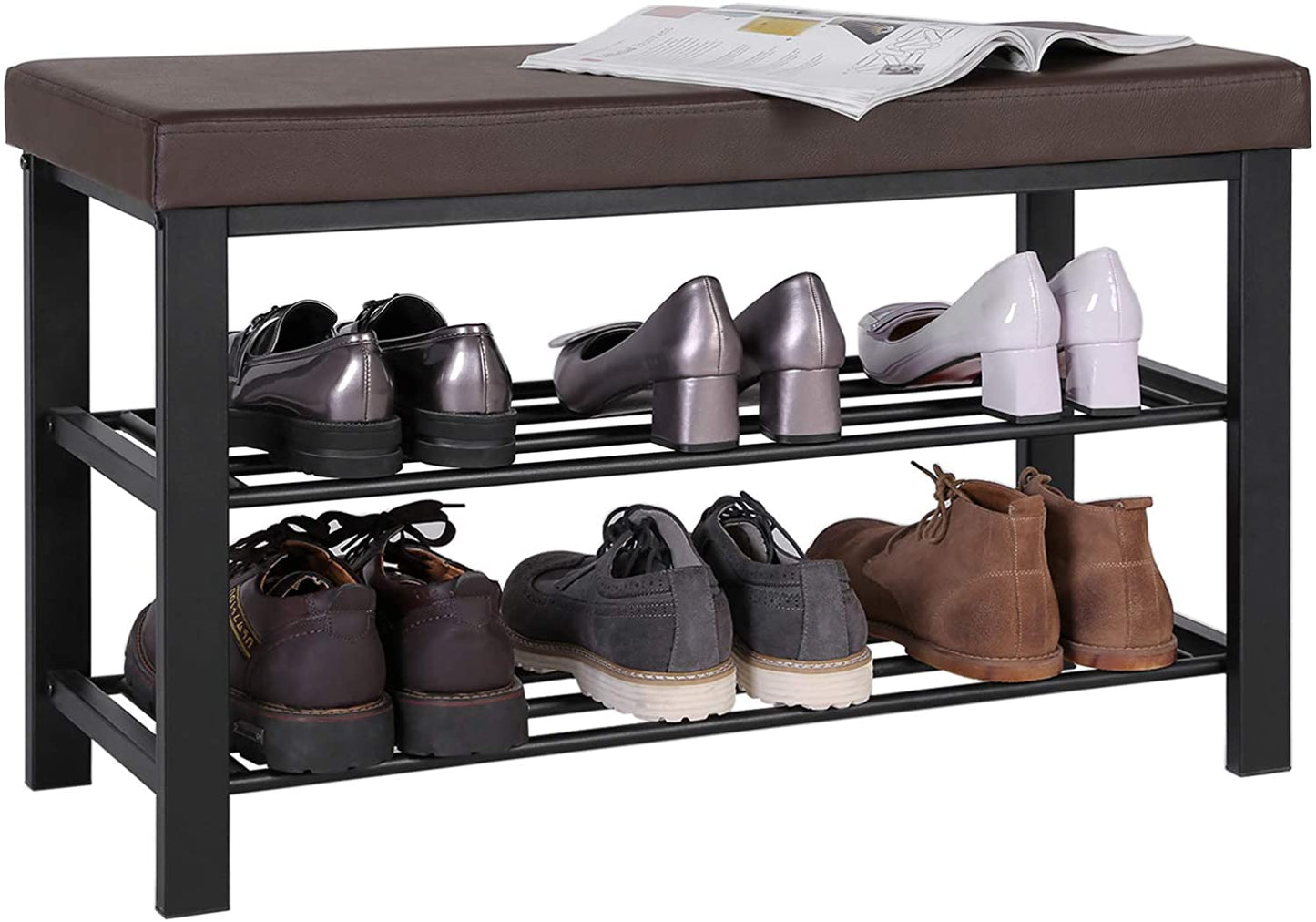 Benches: 3-Tier Shoe Rack with Storage Organizer with Foam Padded Seat