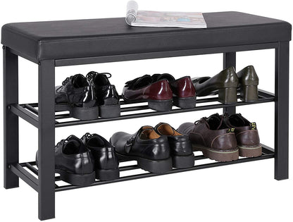 Benches: 3-Tier Shoe Rack with Storage Organizer with Foam Padded Seat