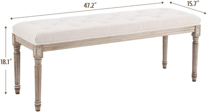 Benches : Extra-Long French Vintage Bench with Padded Seat