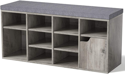 Benches: Grey Wash Entryway Bench with Shoe Storage