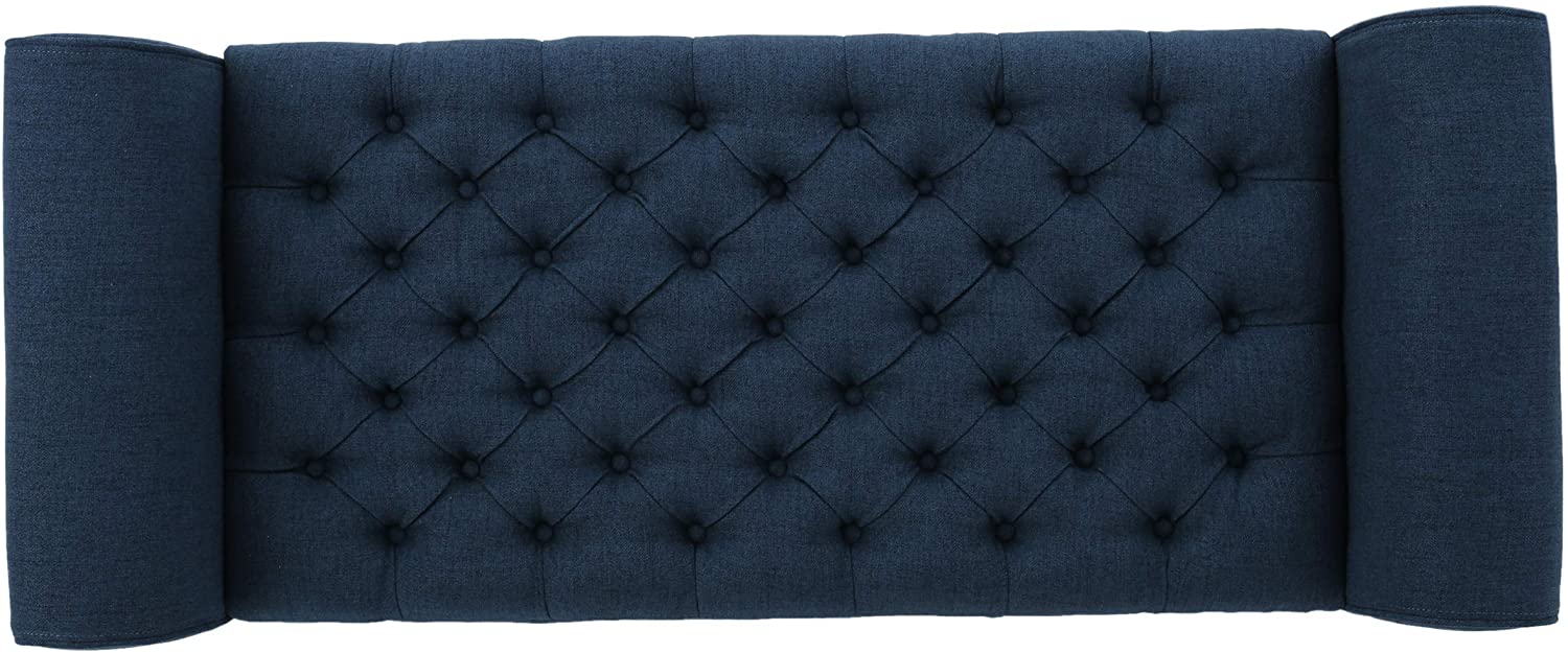 Benches Home Keiko Fabric Armed Storage Bench, Dark Blue 