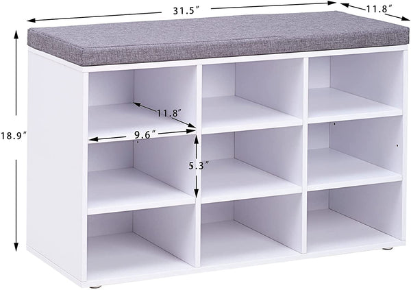 Benches Multifunctional Shoe Organizer Bench for Entryway, Mudroom, Hallway, Closet and Garage, White 