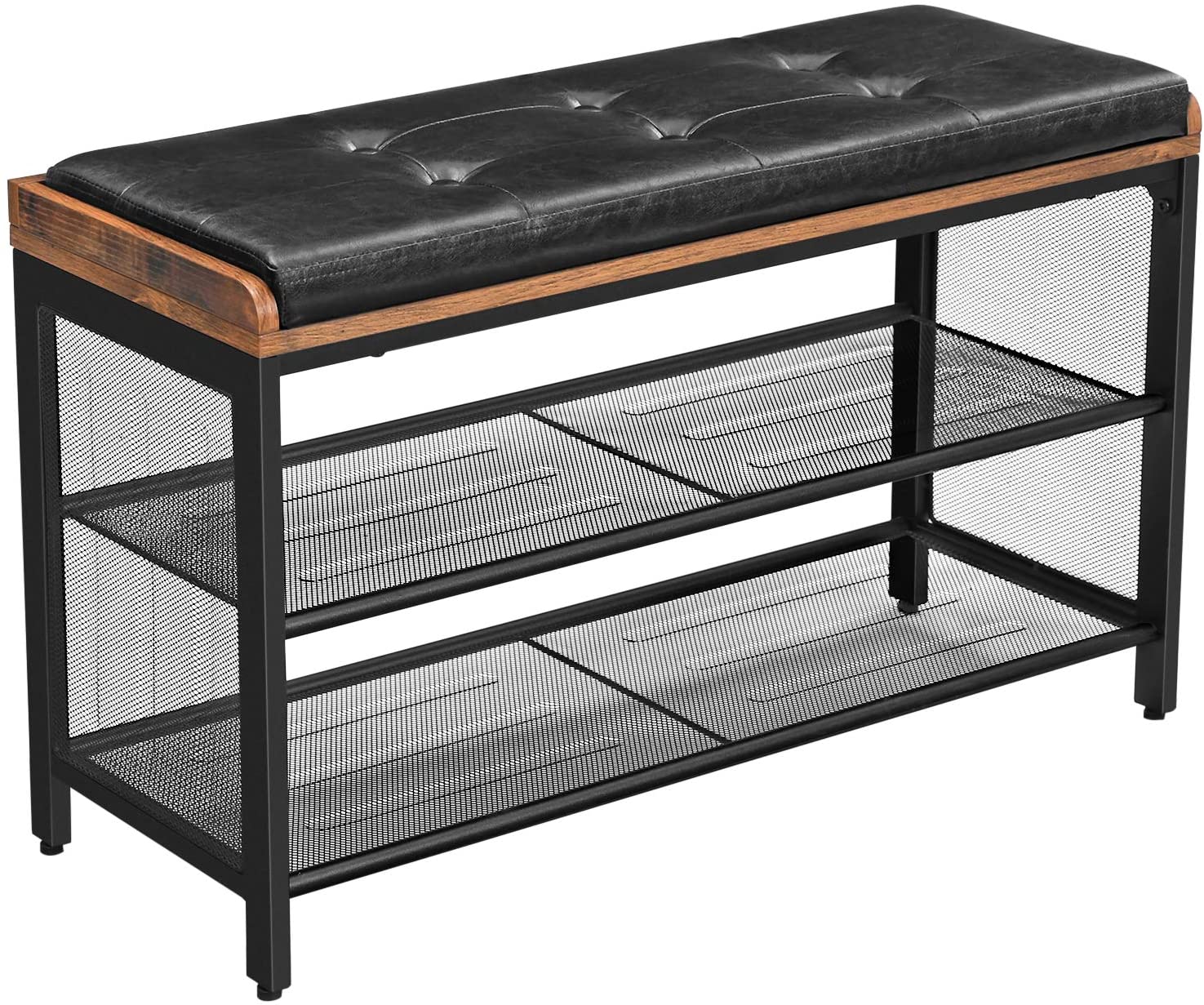 Benches: Padded Storage Bench with Mesh Shelf