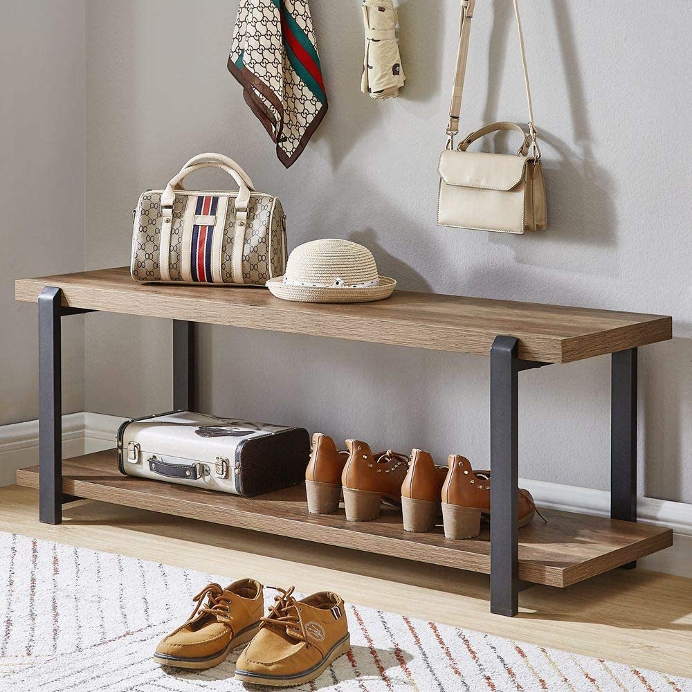 Entryway bench deals with shoe rack