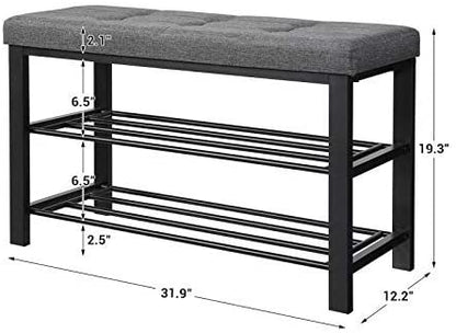 Benches : Shoe Bench, 3-Tier Shoe Rack Storage Organizer with Foam Padded Seat