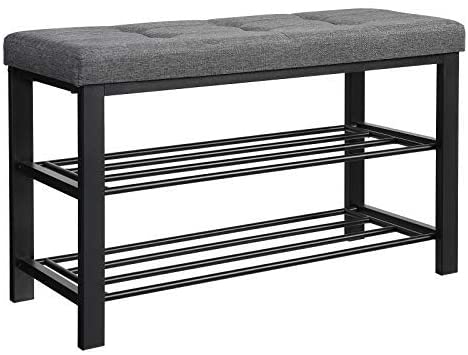 Benches : Shoe Bench, 3-Tier Shoe Rack Storage Organizer with Foam Padded Seat