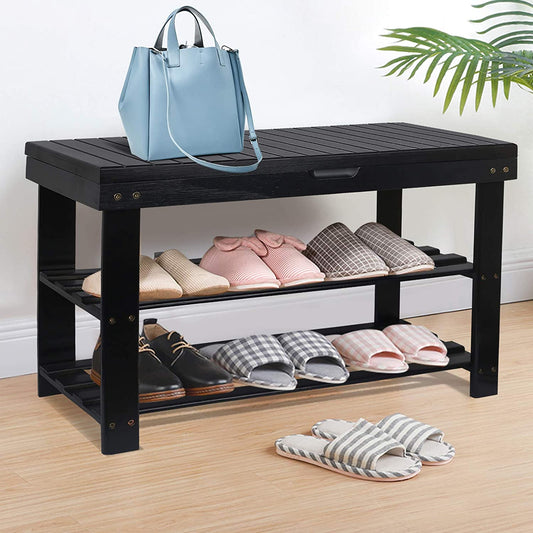 Benches : Shoe Rack Bench, 3-Tier Entryway Organizer Shelf with Storage Drawer