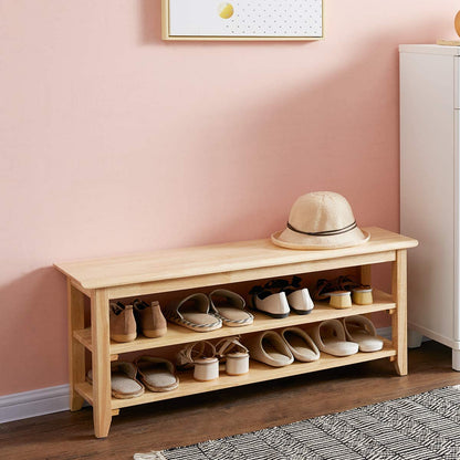 Benches : Storage Bench Wooden Shoe Bench Simple Style Wood