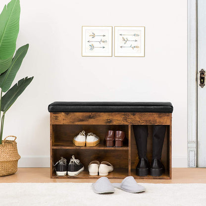 Benches : Storage Bench with Flip-Open Storage Box and Adjustable Shelf