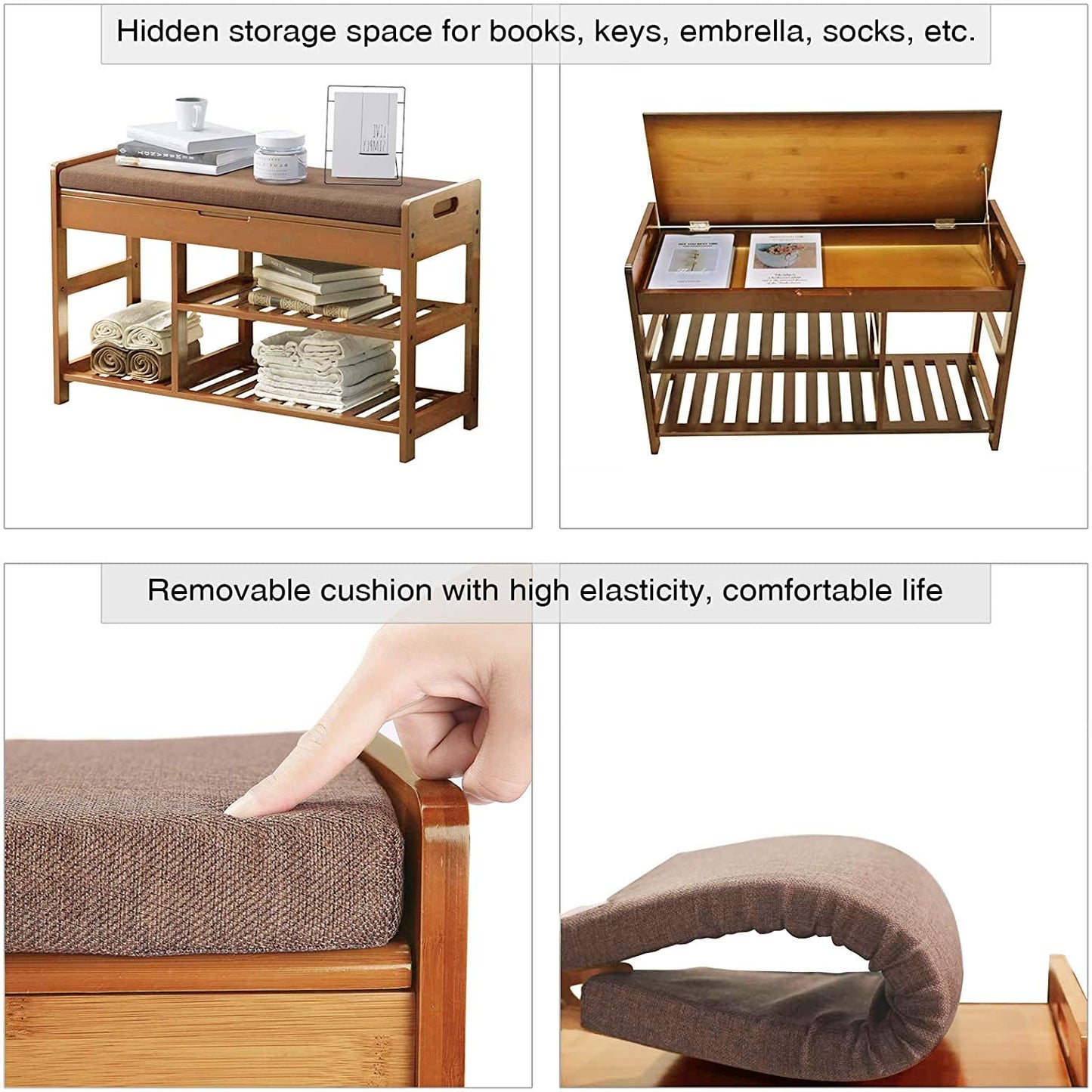 Benches  Storage Shelf with Cushion for Boots, Modern Stool for Bedroom Living Room