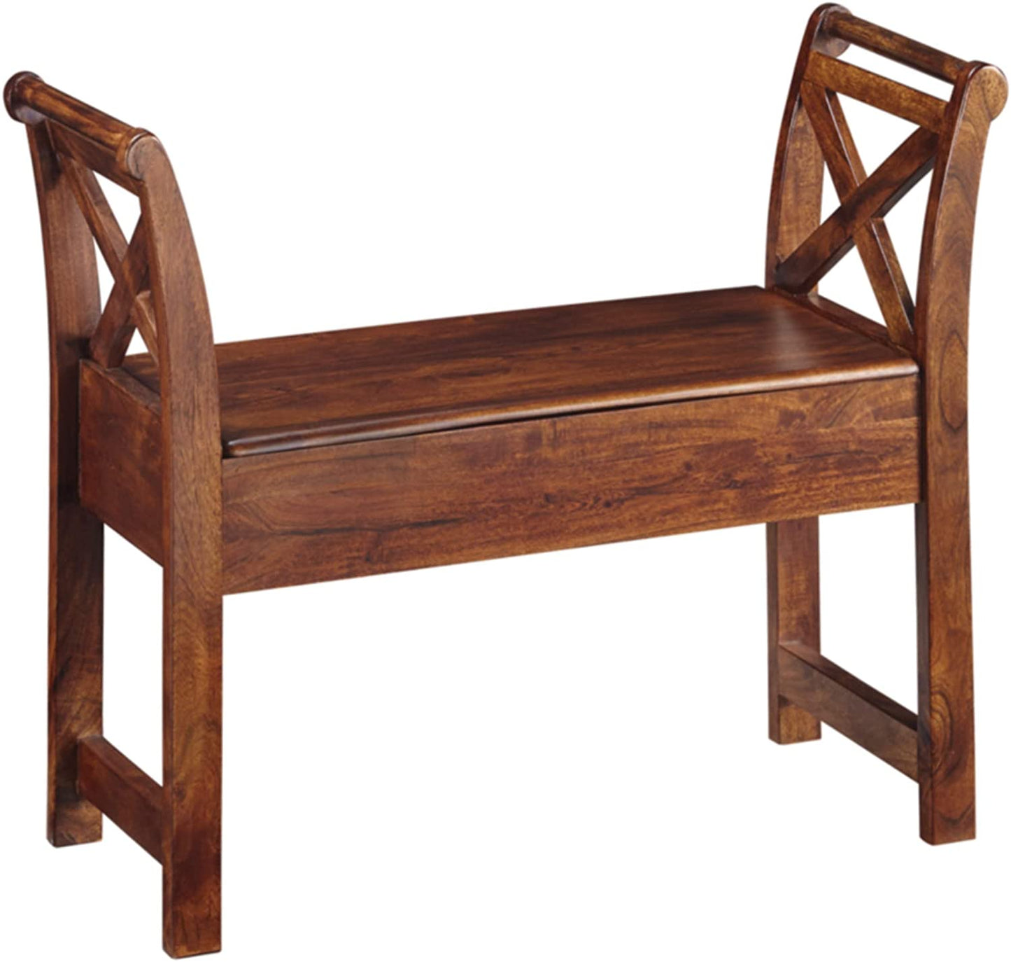Benches Traditional Accent Bench with Hidden Storage Under Seat, Brown 