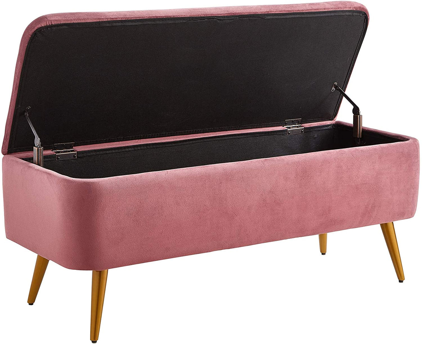 Benches: Velvet Storage Bench with Golden Powder Coating Legs