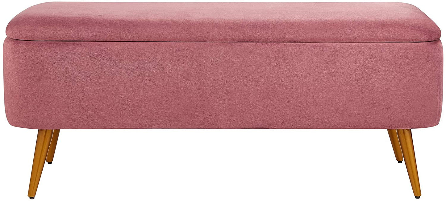 Benches: Velvet Storage Bench with Golden Powder Coating Legs