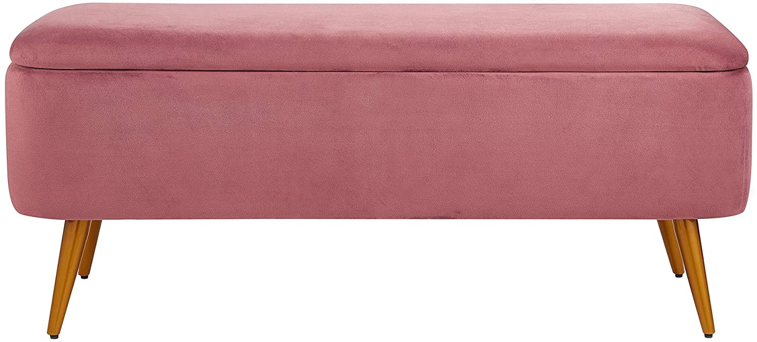 Benches: Velvet Storage Bench with Golden Powder Coating Legs