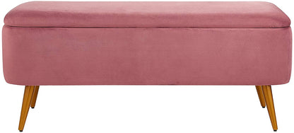 Benches: Velvet Storage Bench with Golden Powder Coating Legs