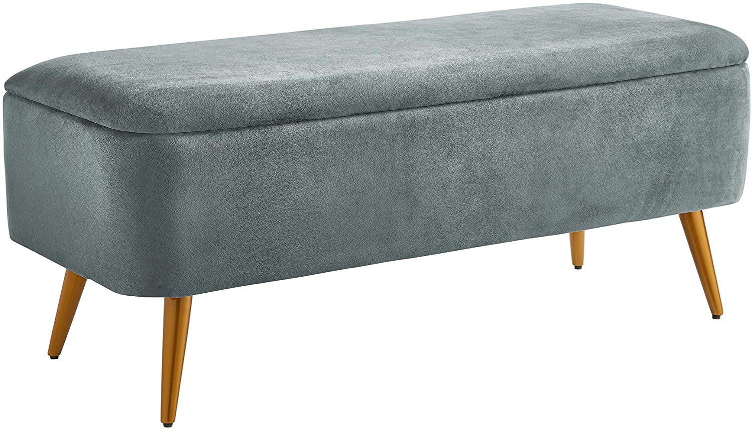 Benches: Velvet Storage Bench with Golden Powder Coating Legs