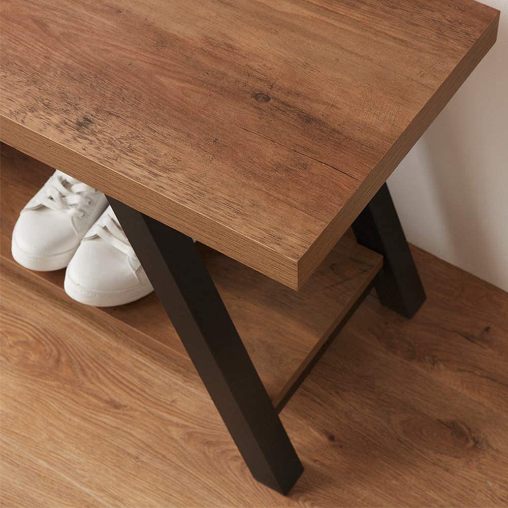 Benches: Wood and Metal Storage Bench 