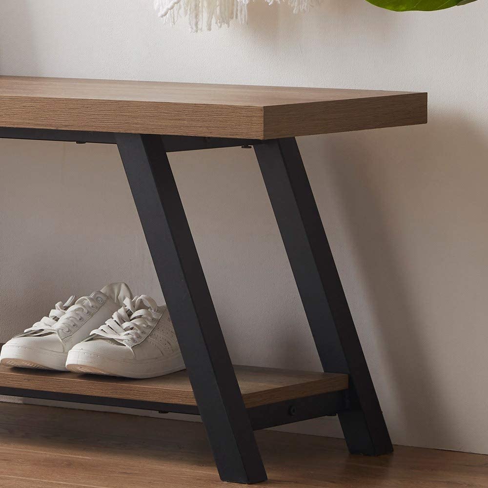 Benches: Wood and Metal Storage Bench 