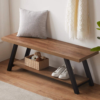 Benches: Wood and Metal Storage Bench 