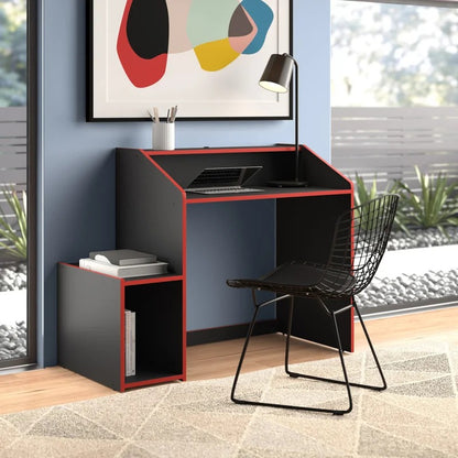Computer Table: Black & Red 45.69'' Computer Desk