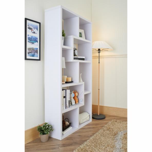 BookCase: Phantom Contoured Leveled Wooden Showcase Display Cabinet/ Bookcase - White