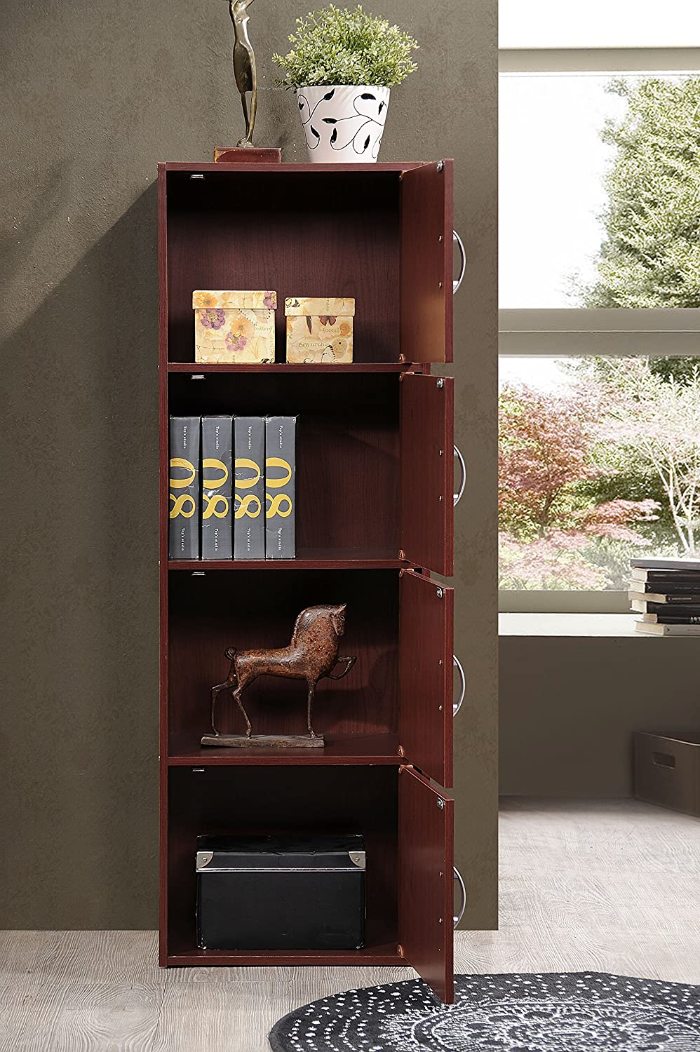 Bookshelf: 4-Shelf Bookcase Cabinet