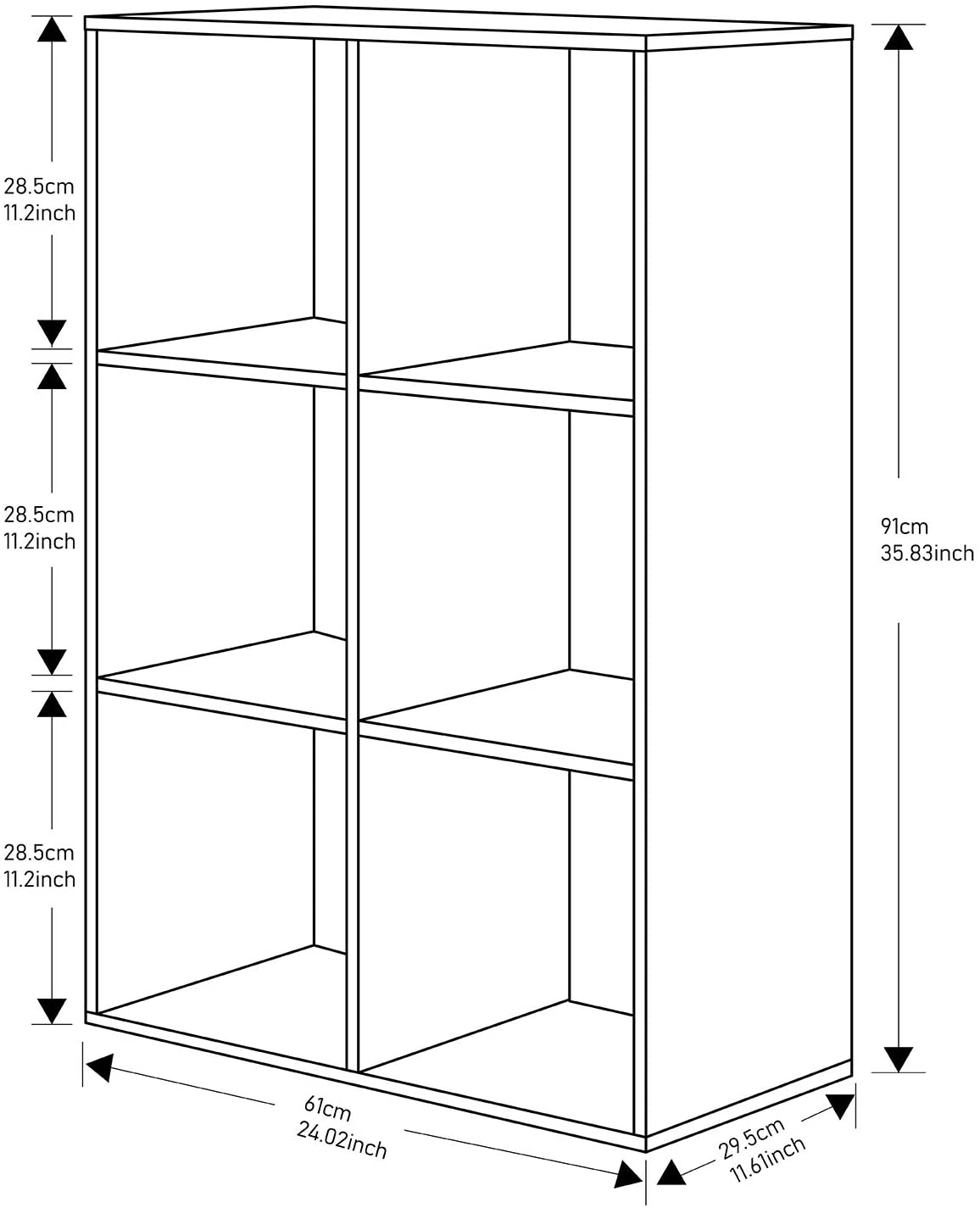 Bookshelf: 6 Tier Wooden Storage Cubes, Closet Cabinet Bookcase