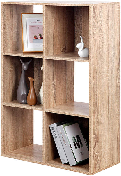 Bookshelf: 6 Tier Wooden Storage Cubes, Closet Cabinet Bookcase