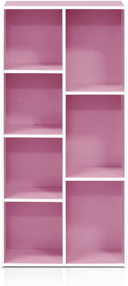 Bookshelf: 7-Cube Reversible Open Shelf, White/Pink 