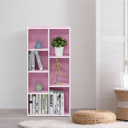 Bookshelf: 7-Cube Reversible Open Shelf, White/Pink 