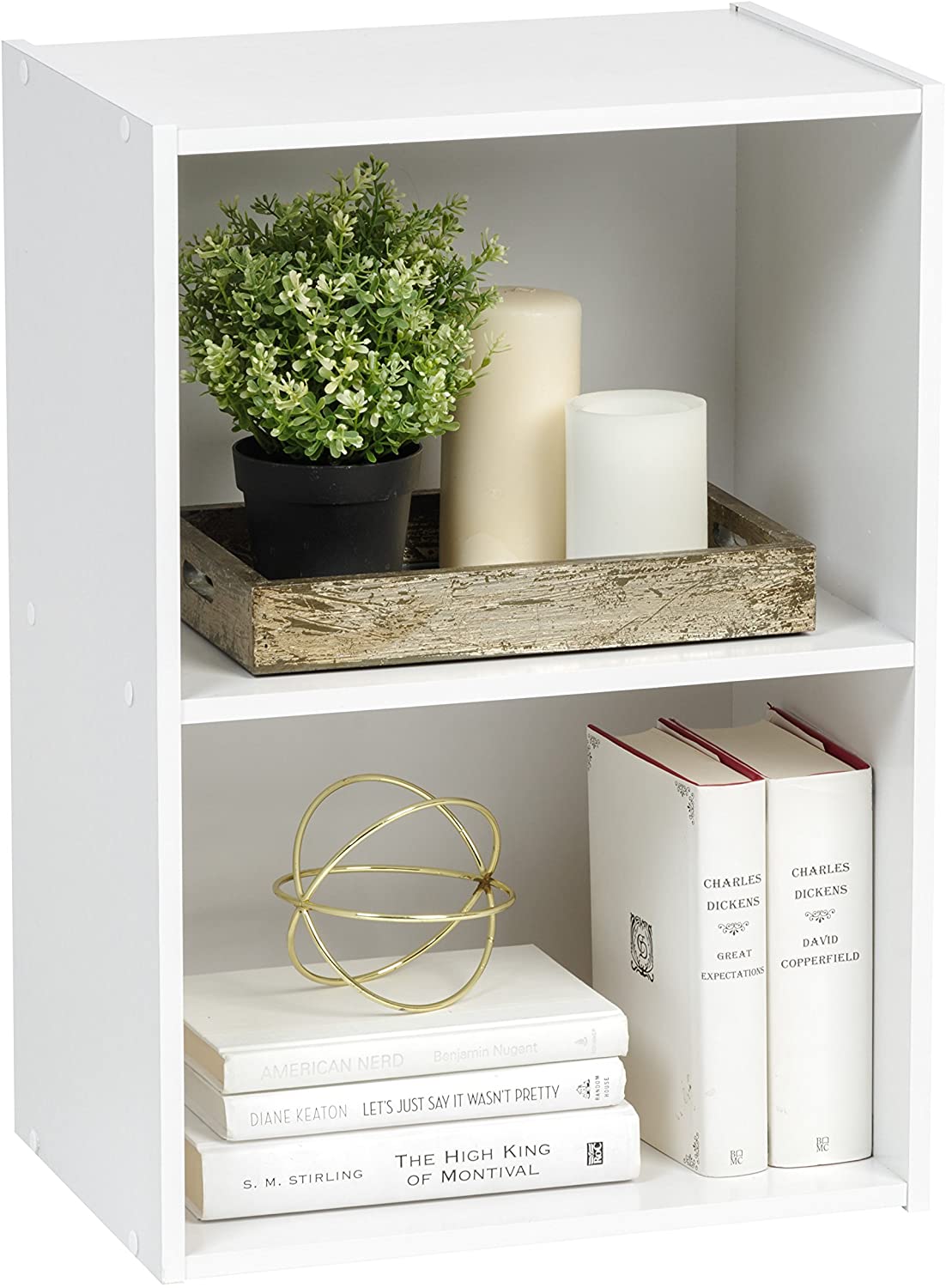 Bookshelf: Modern 2 Tier Shelf Small Bookcase