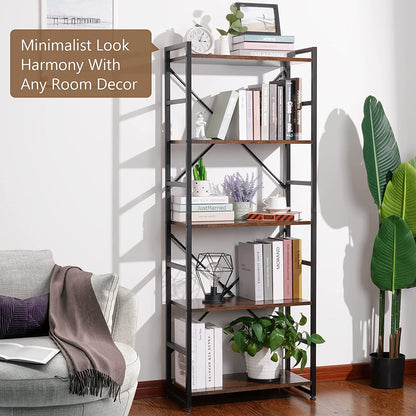Bookshelf: Modern 5 Tier Standing Metal Frame Book Shelf