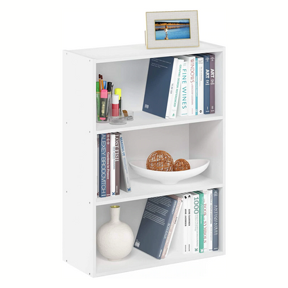 Bookshelf Plain White 3-Tier Open Shelf Bookcase