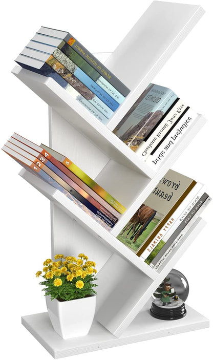 Bookshelf: Tree Bookshelf, 4-Tier Book Storage Organizer Shelves