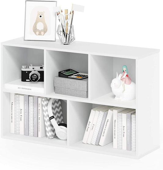 Bookshelf: White 5-Cube Open Shelf