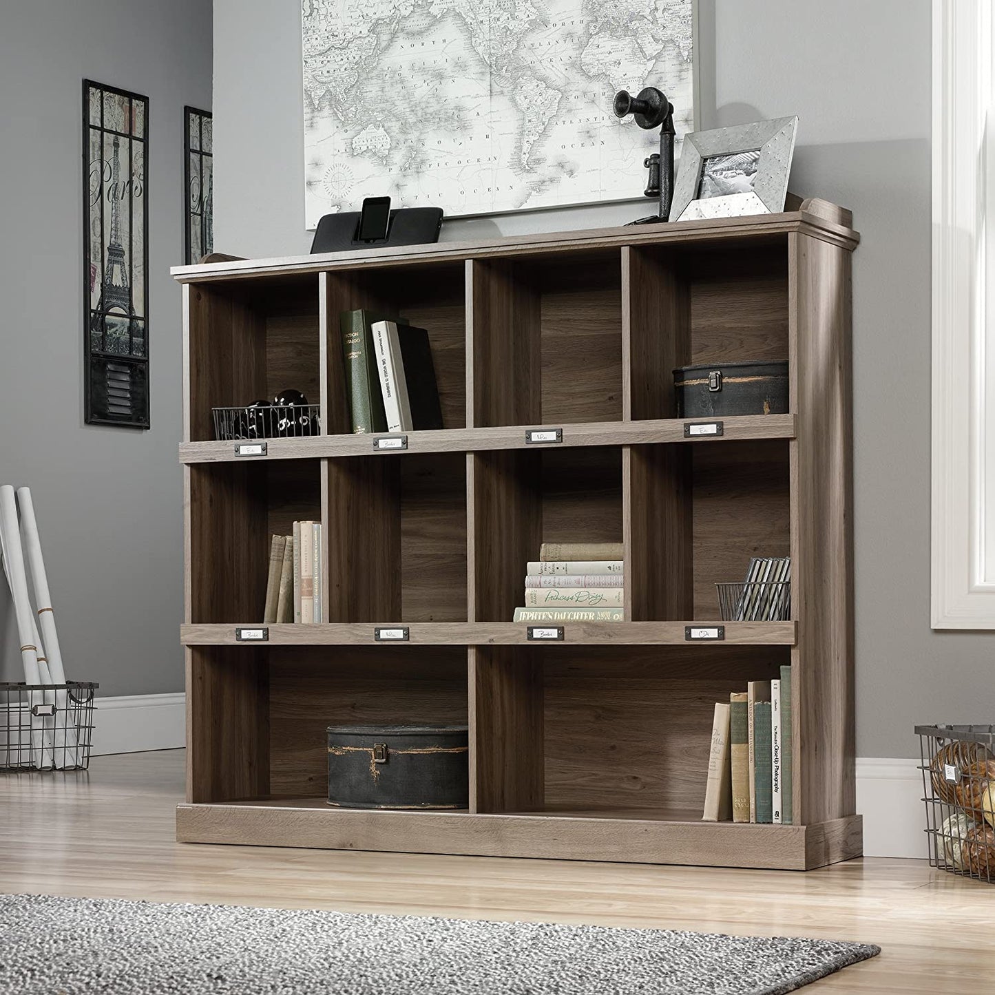 Bookshelf: Wooden Oak Finish Bookcase