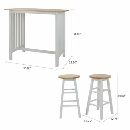 Breakfast Table: 3-Piece Breakfast Set with Solid Hardwood Top