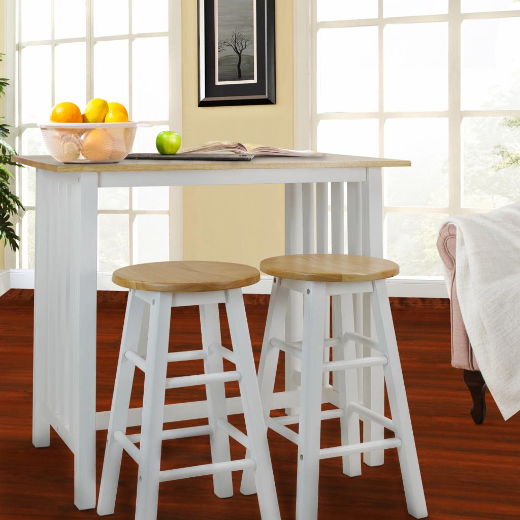 Breakfast Table: 3-Piece Breakfast Set with Solid Hardwood Top