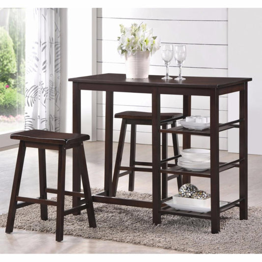 Breakfast Table: 3 Piece Rectangular Counter Height Table Set