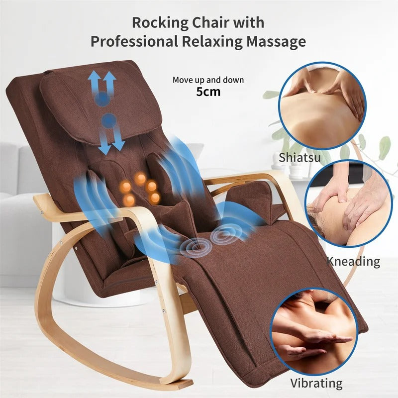 Massage Chairs: Brown Angle Adjustable Massage & Recliner Rocking Chair
