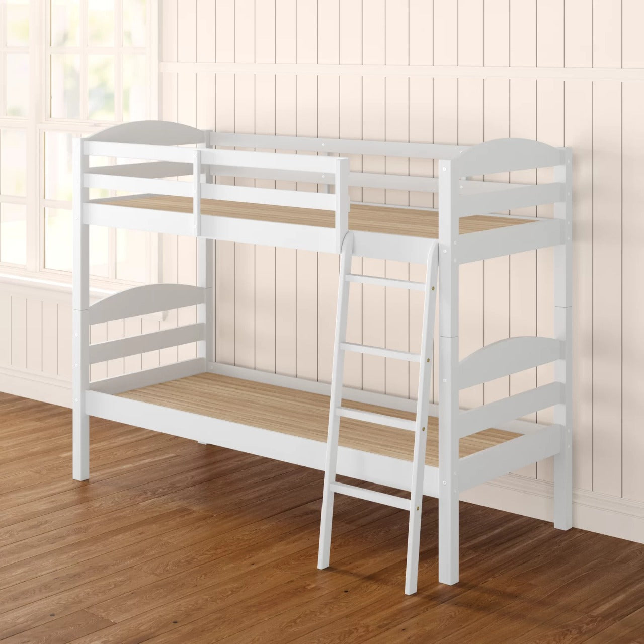 Bunk Bed: White Wooden Bunk Bed
